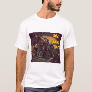 Biker zit op zijn Harley T-shirt
