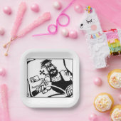 Biker zwart vierkant papier borden papieren bordje (Feest)