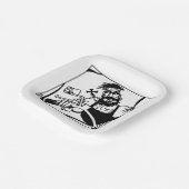 Biker zwart vierkant papier borden papieren bordje (Gebogen)