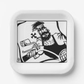 Biker zwart vierkant papier borden papieren bordje (Voorkant)