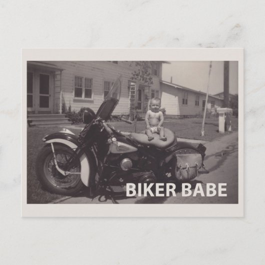 bikerbabe briefkaart (Voorkant)