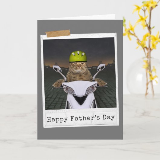 Bikerkat Gelukkige Vaderdag Kaart (Gele Bloem)