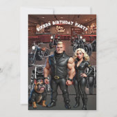 Bikers Bar Birthday Party Couple Bulldog Bikes Kaart (Voorkant)