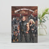 Bikers Bar Birthday Party Couple Bulldog Bikes Kaart (Staand voorkant)
