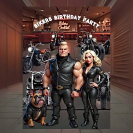 Bikers Bar Birthday Party Couple Bulldog Bikes Kaart