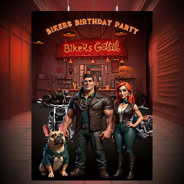 Bikers Bar Birthday Party Couple Muscle Bulldog  Kaart