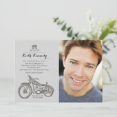 Biker's Birthday Foto Uitnodiging (Staand voorkant)