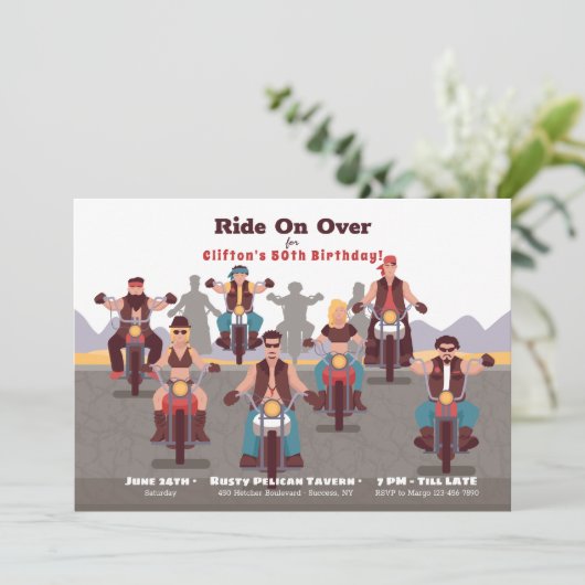 Bikers Birthday Party Invitation Kaart (Staand voorkant)