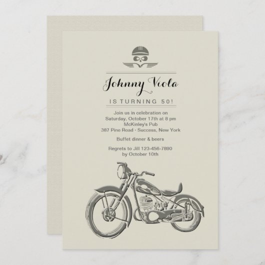 Biker's Birthday Uitnodiging (Voorkant / Achterkant)