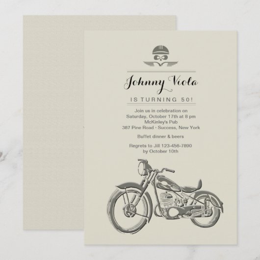Biker's Birthday Uitnodiging (Voorkant / Achterkant)