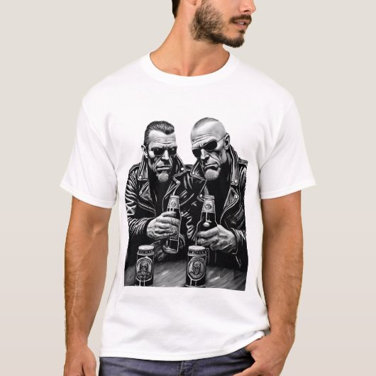 Bikers en bieren T-shirt (Voorkant)