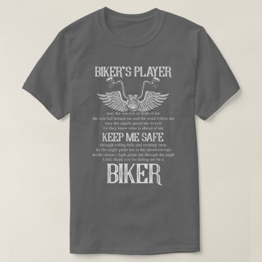 Biker's gebeden houden me veilig fietsen t-shirt (Design voorkant)