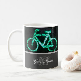 Bikers Monogram met groene fietslichten! Koffiemok