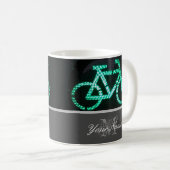 Bikers Monogram met groene fietslichten! Koffiemok (Voorkant rechts)