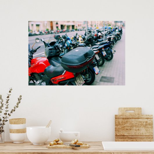 Bikers Row Barcelona, Poster Spanje (Keuken)