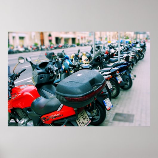 Bikers Row Barcelona, Spanje Poster (Voorkant)
