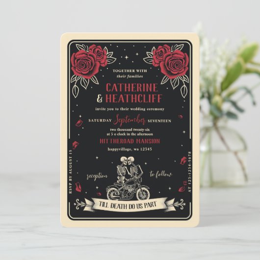 Bikers tot de dood Tarot bruiloft uitnodiging (Staand voorkant)