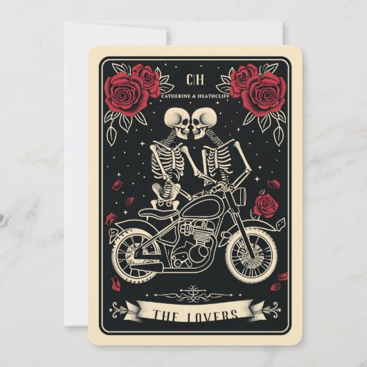 Bikers tot de dood Tarot bruiloft uitnodiging (Achterkant)