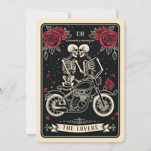 Bikers tot de dood Tarot bruiloft uitnodiging (Achterkant)