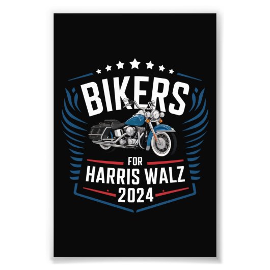 Bikers voor Harris Walz 2024 Harris Waltz 2024 Foto Afdruk (Voorkant)