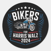 Bikers voor Harris Walz 2024 Harris Waltz 2024 Ronde Sticker (Voorkant)