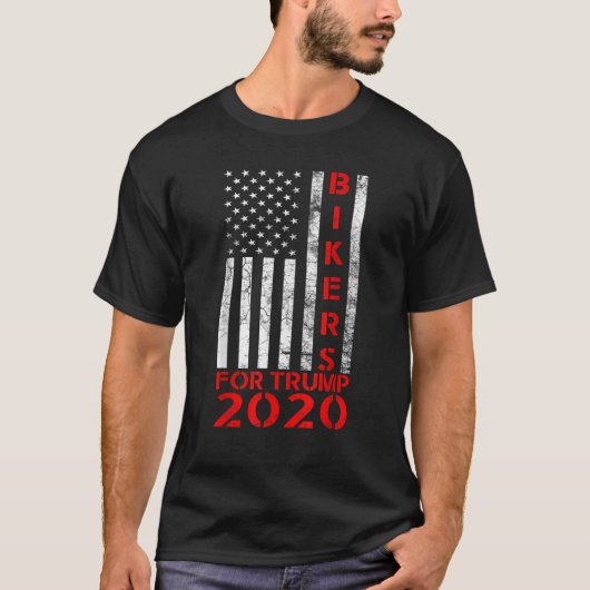 Bikers voor Trump 2020 American Flag Conservative  T-shirt (Voorkant)