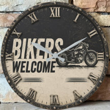 Bikers Welcome Vintage Motorcycle Garage Decor 