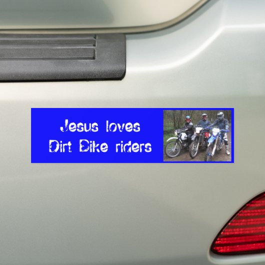 Bikes, Jezus houdt van Trail Bike riders Bumpersticker (Op auto)