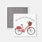 Bikes maken het leven mooier dan het is - Red Bike Magneet (Voorkant / Achterkant)