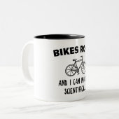 Bikes Rock en ik kunnen het wetenschappelijk bewij Tweekleurige Koffiemok (Voorkant links)