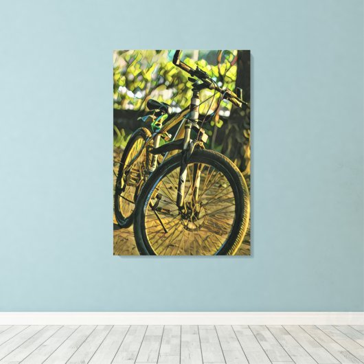 Biking Artwork Canvas Afdruk (Insitu (Houten vloer))