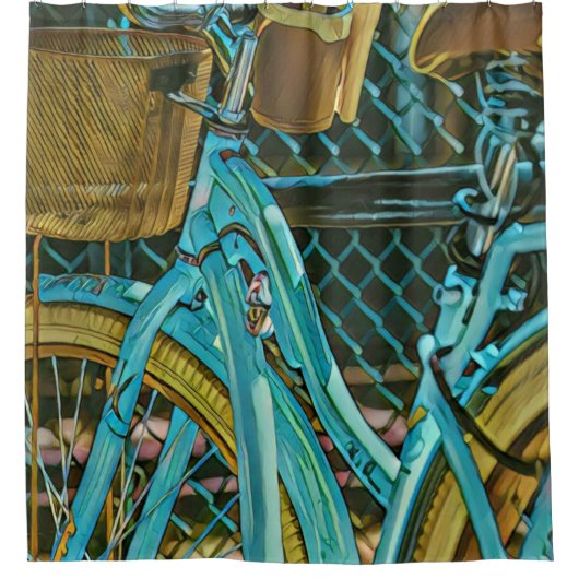 Biking Artwork Douchegordijn (Voorkant)