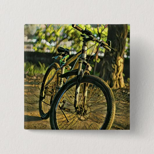 Biking Artwork Vierkante Button 5,1 Cm (Voorkant)