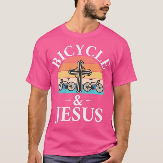 Biking Bike Bicycle en Jesus Christelijk T-shirt (Voorkant)