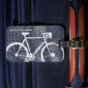 Biking / fietsen, fiets geïnspireerd bagagelabel