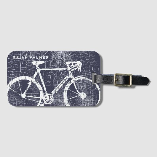 Biking / fietsen, fiets geïnspireerd bagagelabel (Voorkant (horizontaal))