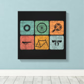 Biking fietsen  fietsenonderdelen fietsenlijst cad canvas afdruk (Insitu (Houten vloer))