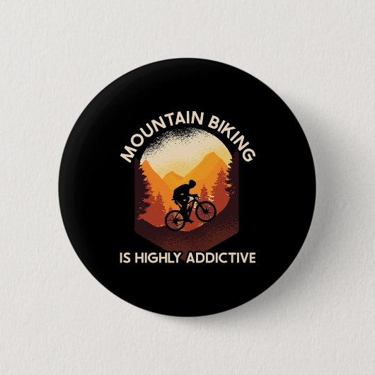 Biking in bergen is zeer verslavend ronde button 5,7 cm (Voorkant)