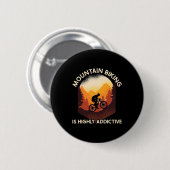 Biking in bergen is zeer verslavend ronde button 5,7 cm (Voorkant /achterkant)