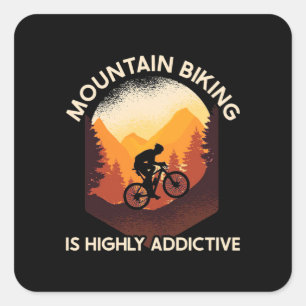 Biking in bergen is zeer verslavend vierkante sticker