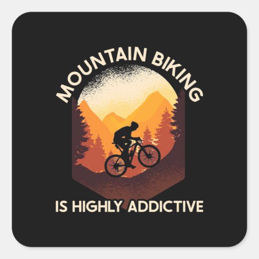 Biking in bergen is zeer verslavend vierkante sticker (Voorkant)
