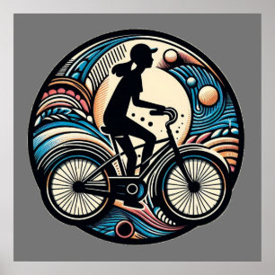 Biking Medallion Art Bike Fietser Sport Fitness Poster