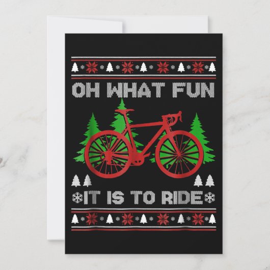 Biking Oh What Fun Bike Ugly KerstSweater Notitiekaartje (Voorkant)
