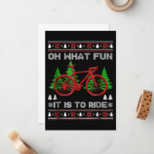 Biking Oh What Fun Bike Ugly KerstSweater Notitiekaartje (Voorkant / Achterkant in situ)