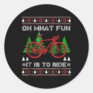 Biking Oh What Fun Bike Ugly KerstSweater Ronde Sticker