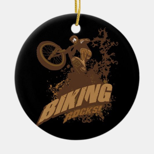 Biking Rocks. Keramisch Ornament (Voorkant)