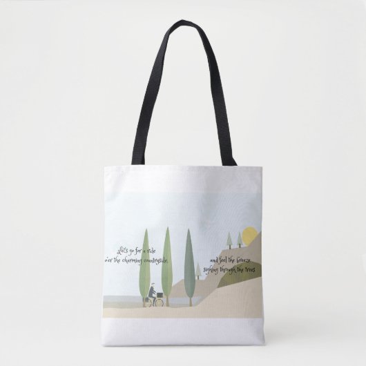 Biking through the countryside poetry tote bag (Voorkant)
