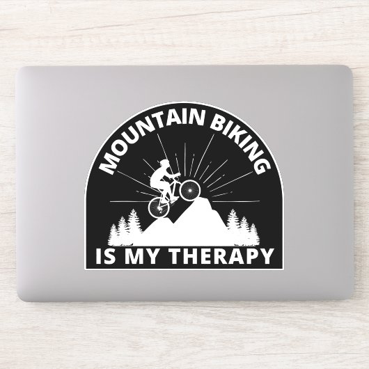 Biking van bergen is mijn therapie sticker (Computer)
