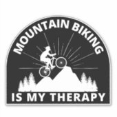 Biking van bergen is mijn therapie sticker (Voorkant)