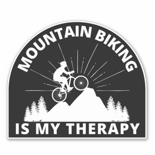Biking van bergen is mijn therapie sticker (Voorkant)